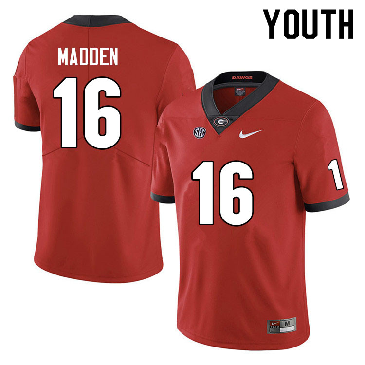 Georgia Bulldogs Youth C.J. Madden #16 Red Anniversary Stitched College UGA Football Jersey 23SM013CB